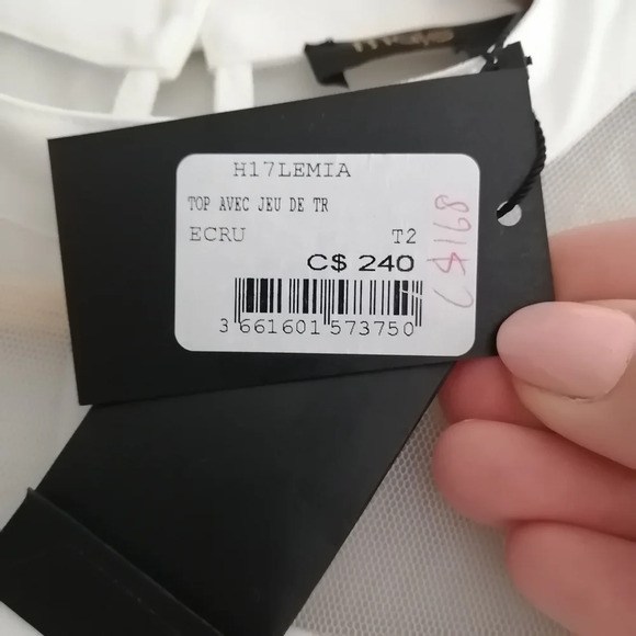 NWT Maje Lemia Pleated Ruffle Overlay Mesh Ecru White Blouse Maje 2 (Medium) - Picture 12 of 16